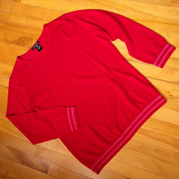 Vibrant 100% Fine Merinos Pointelle Pink Martini Crewneck XL - Picture 1 of 6